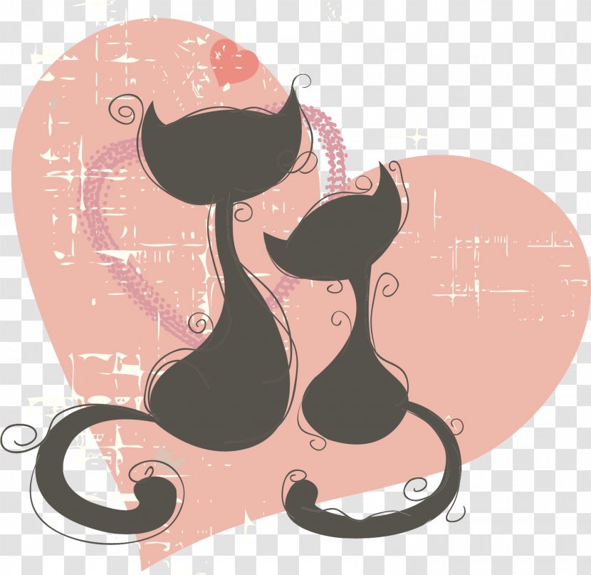 Cat Wedding Invitation Art - Animal Silhouettes Transparent PNG