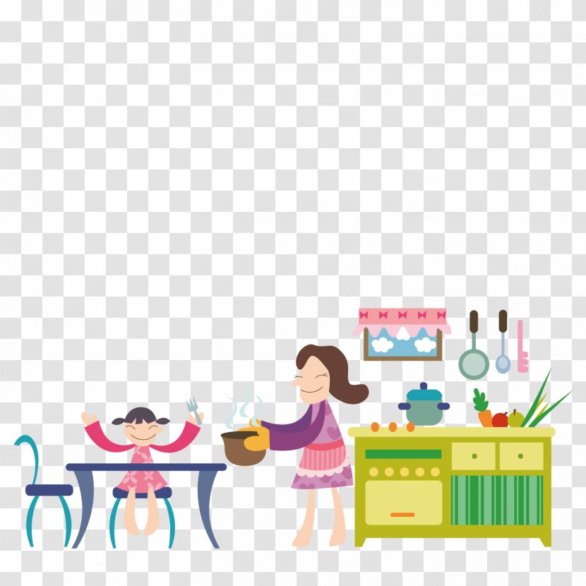 Cartoon Mother Illustration - Area - Lunch Time Transparent PNG