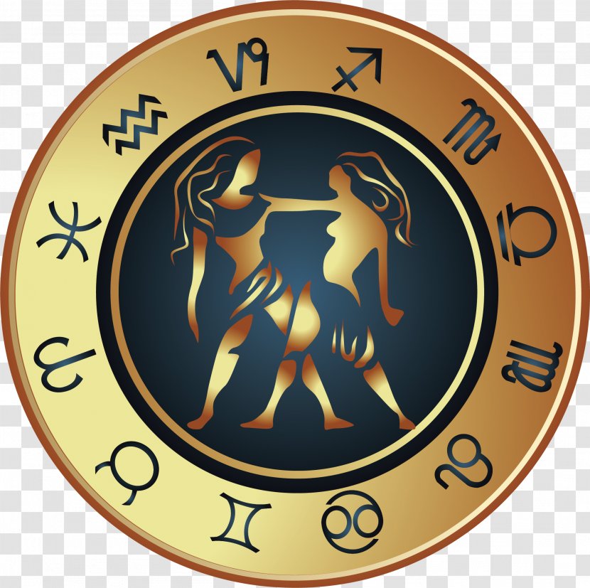 Gemini Zodiac Horoscope Aries Clip Art - Astrology - Metallic Background Transparent PNG