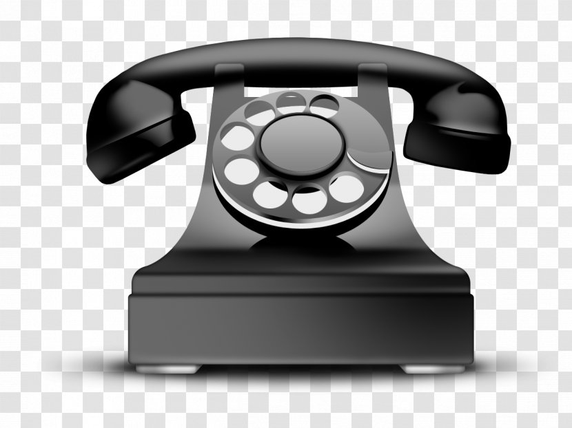 Telephone Call Rotary Dial Landline Icon - Technology - Black Phone Transparent PNG