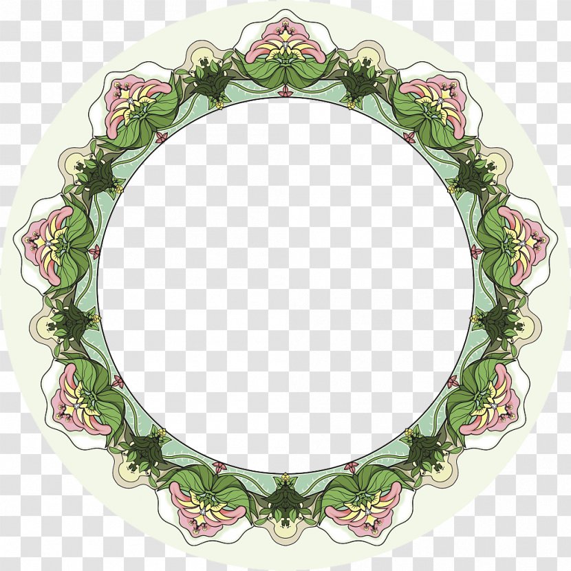 Floral Ornament Art Deco - Picture Frame - Hand-painted Greenery Flower Circle Transparent PNG