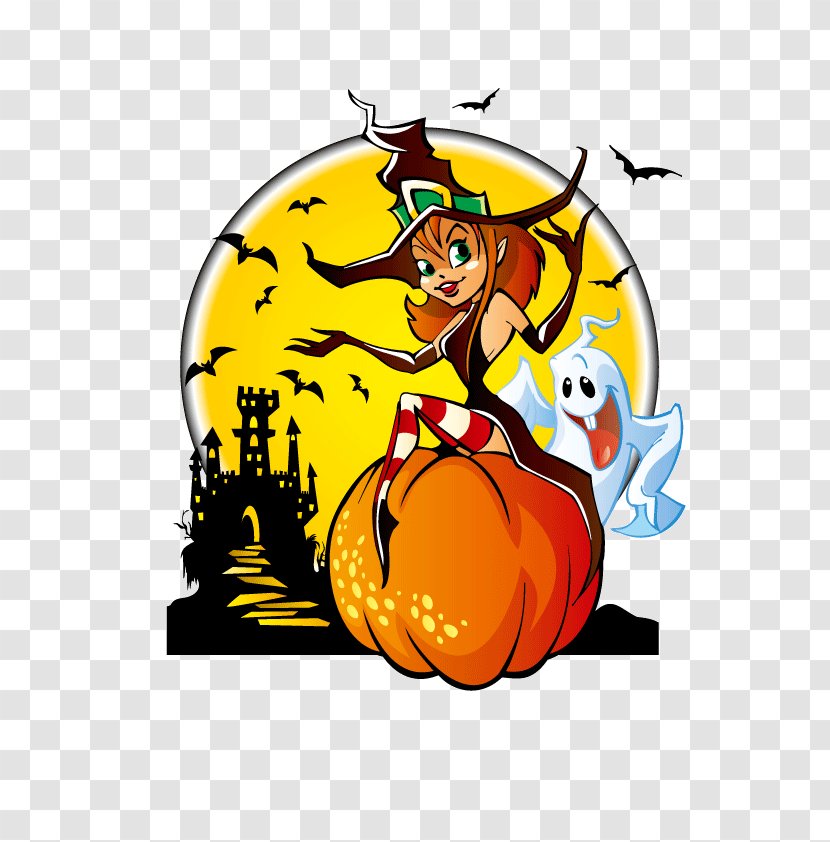 The Halloween Tree Witch Clip Art - Happiness - Vector Material Transparent PNG