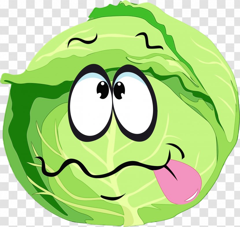 Green Cartoon Vegetable Bell Pepper Cabbage - Smile - Food Transparent PNG