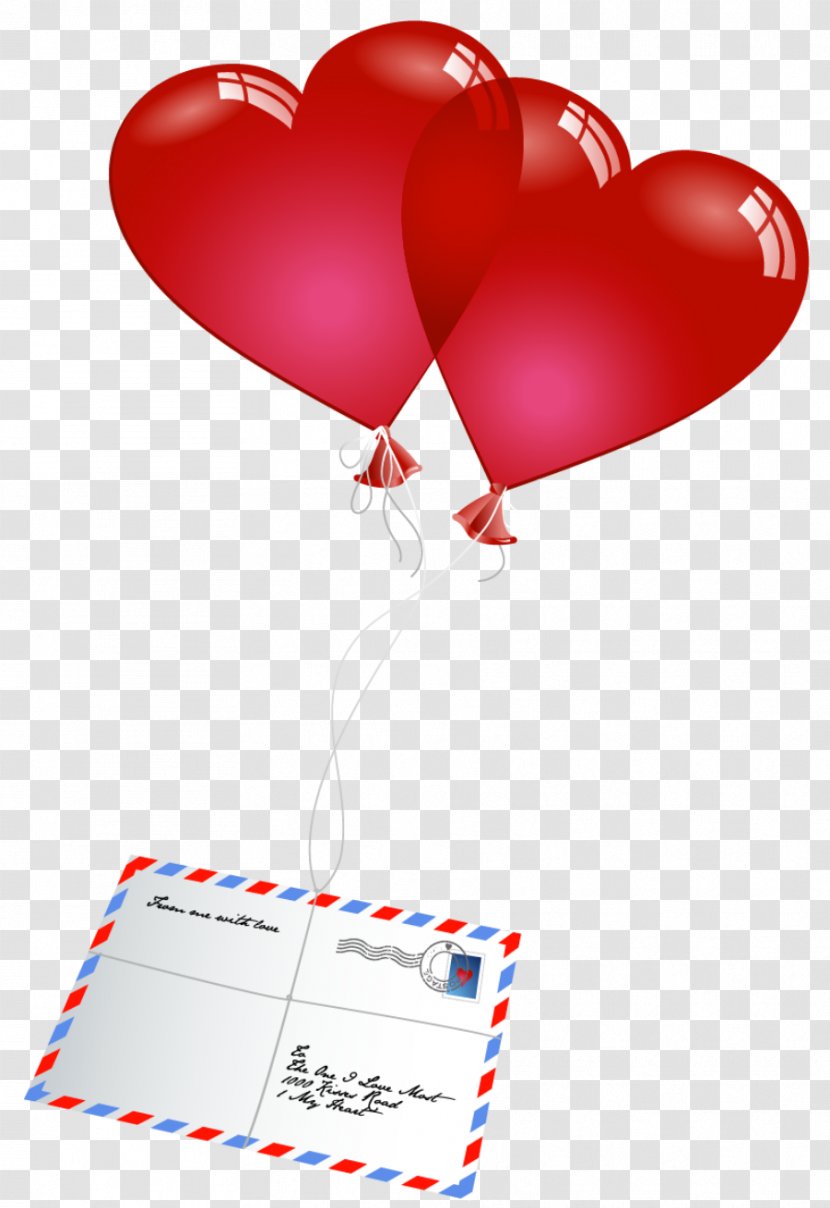 Valentine's Day Computer File - Silhouette - Valentines Letter With Heart Balloons PNG Picture Transparent PNG