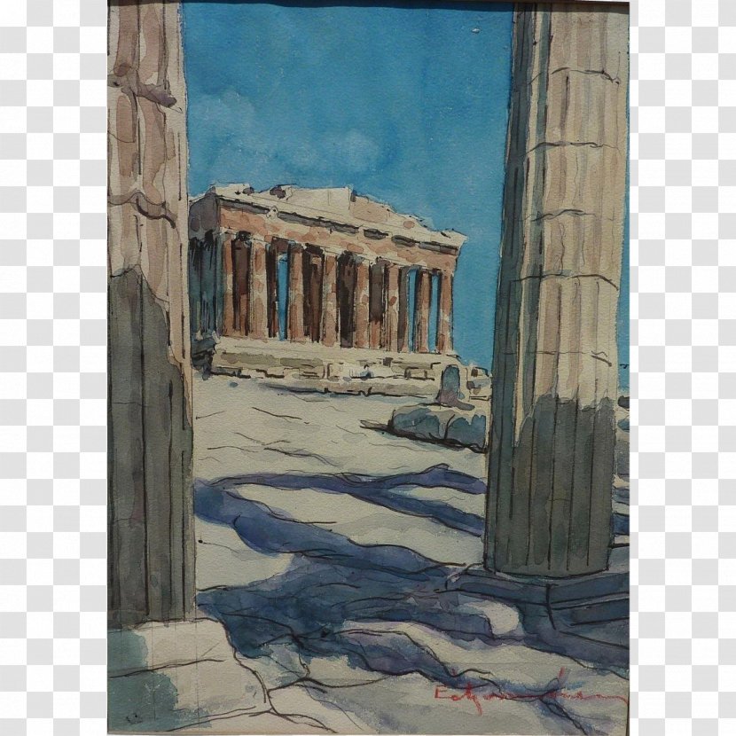 Watercolor Painting Parthenon Drawing - Acropolis Of Athens Transparent PNG