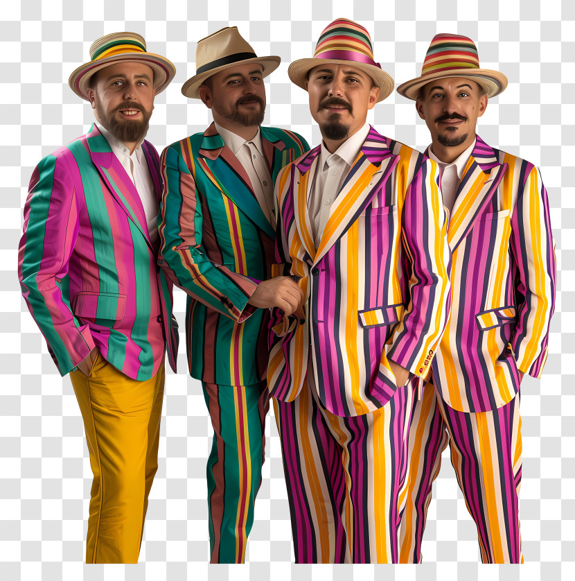 Barbershop Quartet - Group Of Men In Colorful Striped Suits Transparent PNG