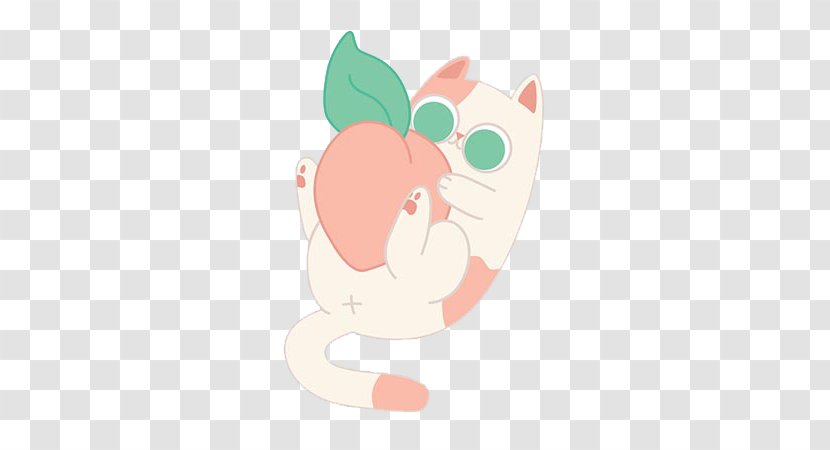 Cat Cartoon Illustration - Flower - Hold Peach Transparent PNG