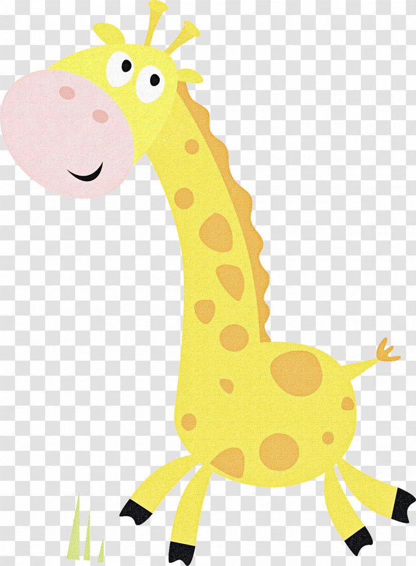 Giraffe Giraffidae Clip Art Cartoon Yellow - Terrestrial Animal Figure Transparent PNG