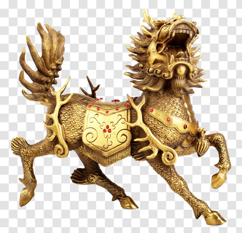 Qilin U7075u517d Chinese Dragon White Tiger Vermilion Bird - Hundun - Golden Unicorn Ornaments Transparent PNG