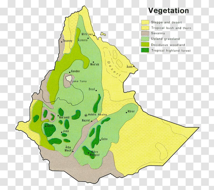Ethiopia Perry–Castañeda Library Map Vegetation Savanna - Early World Maps Transparent PNG