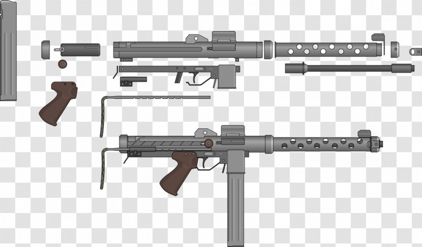 Trigger Firearm Gun Barrel Submachine Sten - Flower - Weapon Transparent PNG