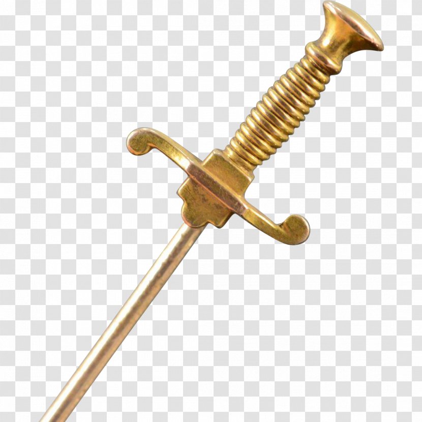 Sword Gold Tie Pin Handle - Yellow - Swords Transparent PNG