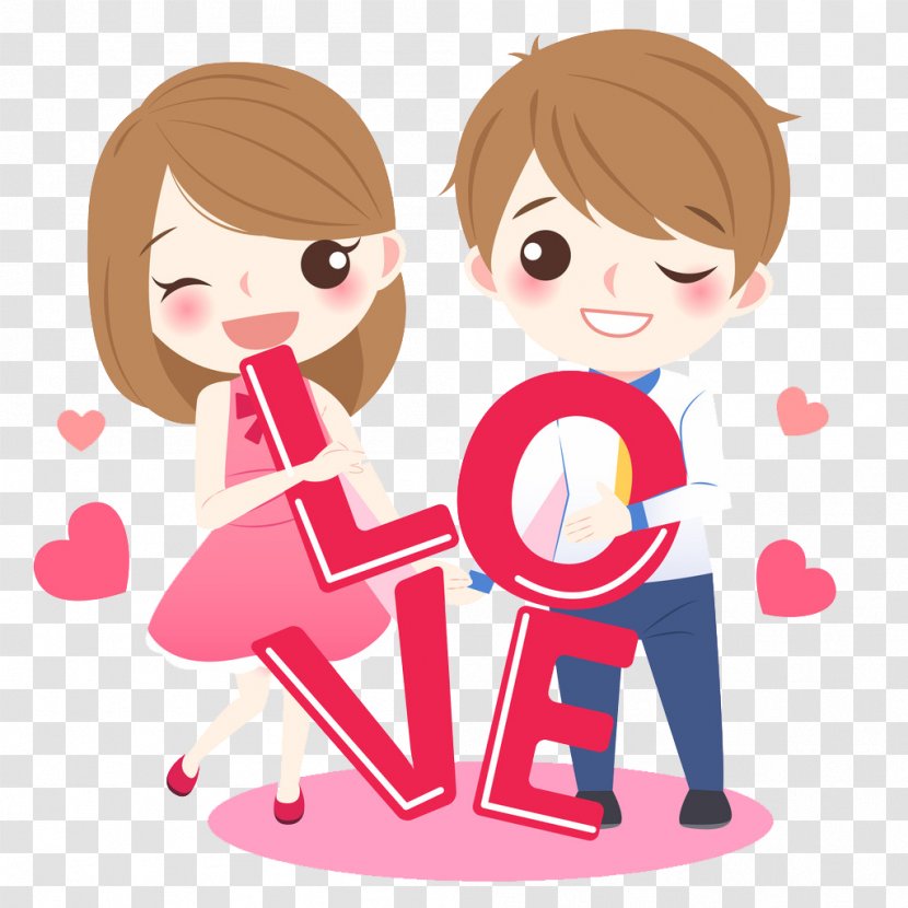 Cartoon Love Drawing - Flower - Lovely Couple Transparent PNG