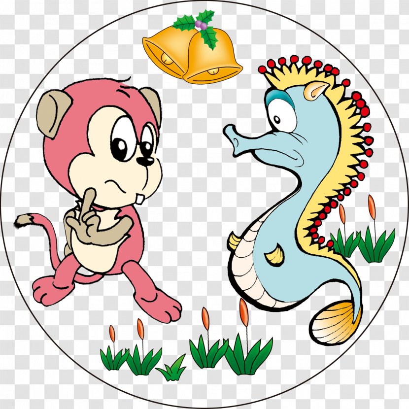Seahorse Clip Art - Artwork - Small Hippocampus And Monkeys Transparent PNG
