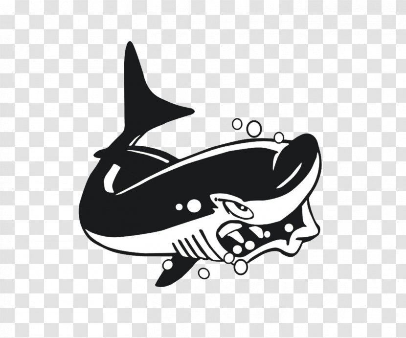 Shark Cartoon Black And White - Brand Transparent PNG