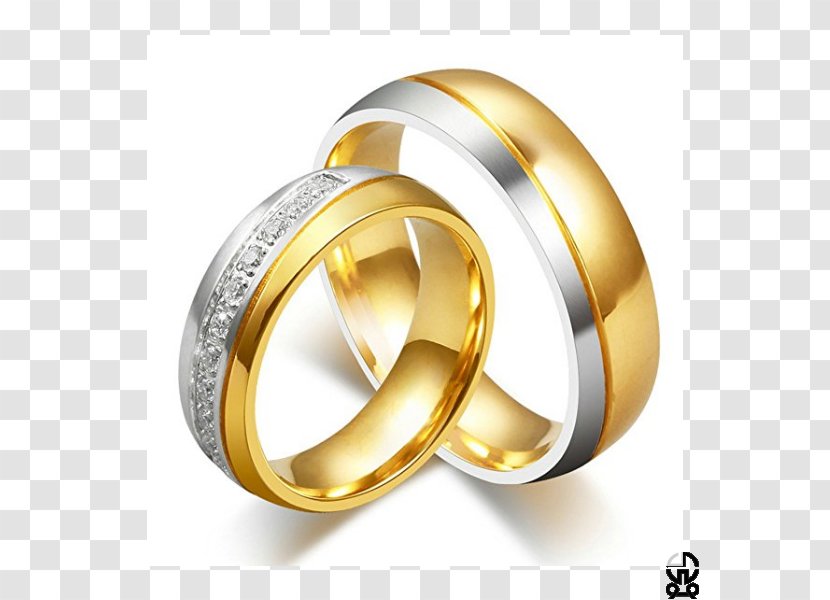 Cubic Zirconia Wedding Ring Titanium Gold Plating - Engagement Transparent PNG