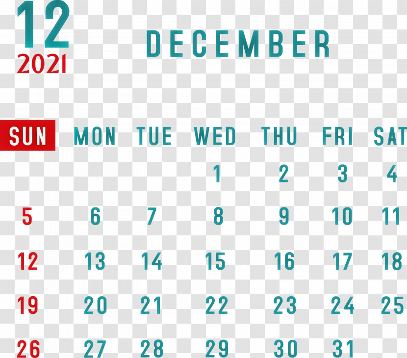 December 2021 Calendar December 2021 Printable Calendar 2021 Monthly Calendar Transparent PNG