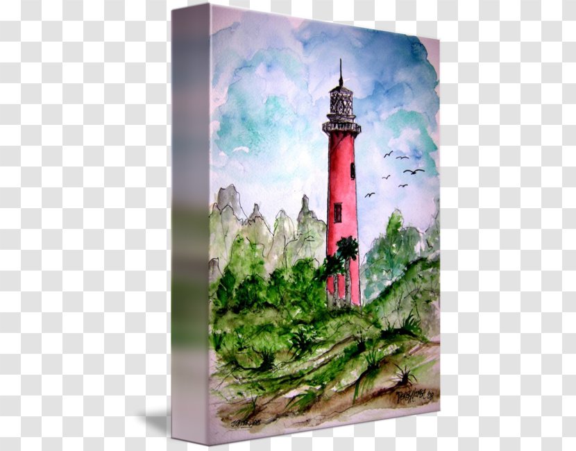 Jupiter Lighthouse Painting Gallery Wrap Canvas - Printmaking - Watercolor Transparent PNG