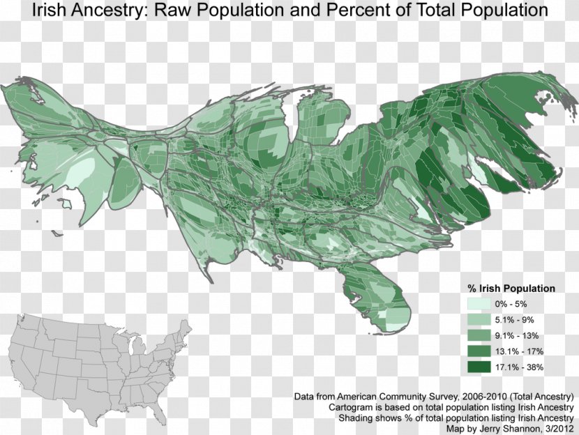 Cartogram Distortion Irish People Reptile Georgia - Ancestor - Population Day Transparent PNG