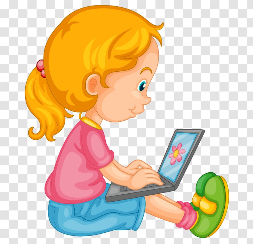 Laptop Royalty-free Clip Art - Flower - Girls Play Computer Transparent PNG