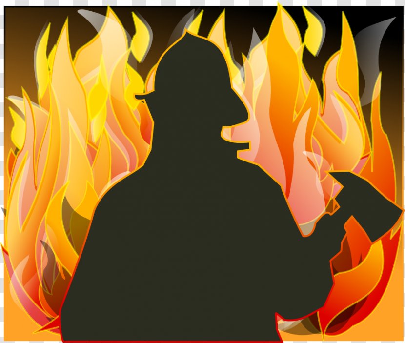 Firefighter Silhouette Fire Department Clip Art - Flower - Courage Cliparts Transparent PNG