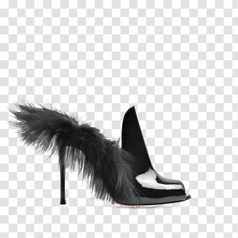High-heeled Shoe Fur Feather Black M Transparent PNG