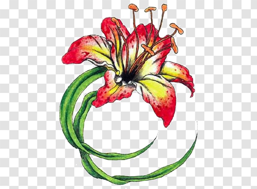 Tattoo Flower Floral Design Clip Art - Lilium Transparent PNG