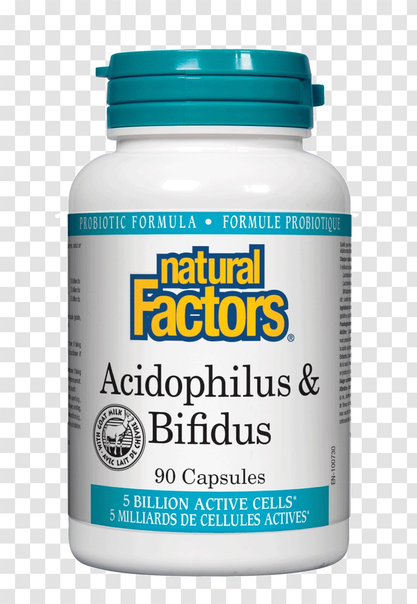Dietary Supplement Natural Factors - Lactobacillus Acidophilus - & Bifidus Double Strength180 Capsules Probiotic BifidobacteriumSmall Intestine Bacterial Growth Transparent PNG