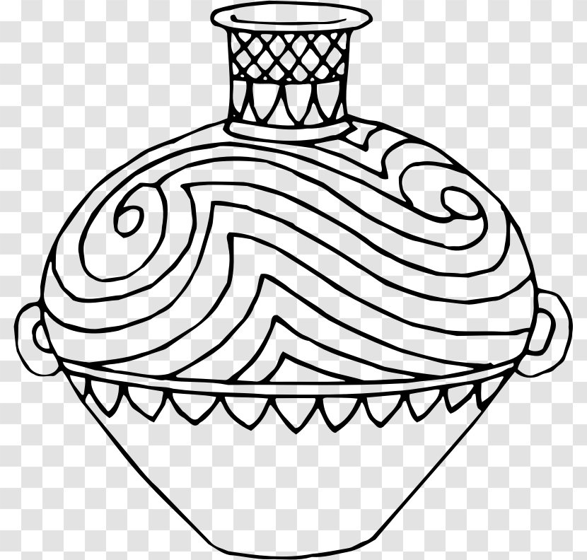 Drawing The Head And Hands Black White Vase Clip Art - Artwork Transparent PNG