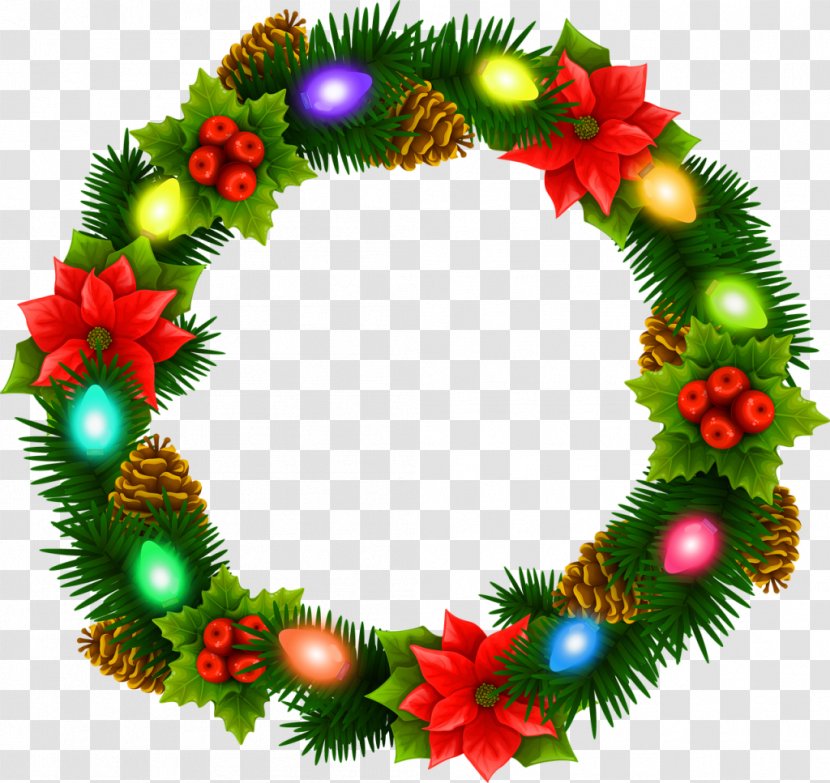 Wreath Christmas Day Lights Garland Ornament - Lei Transparent PNG