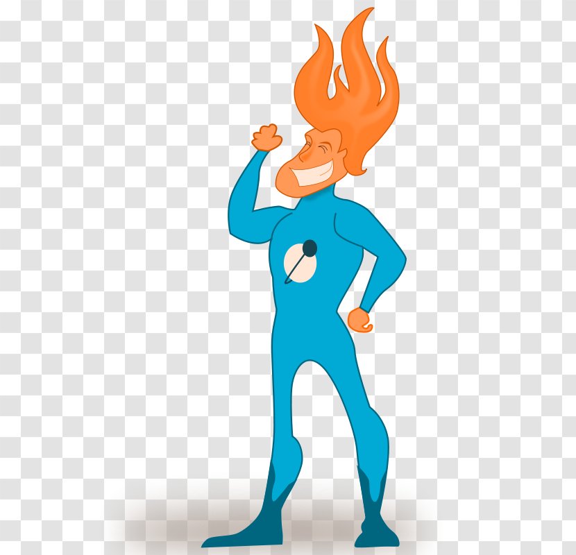 Flame Superhero Clip Art - Cartoon - Blue Dress Orange Hair Transparent PNG