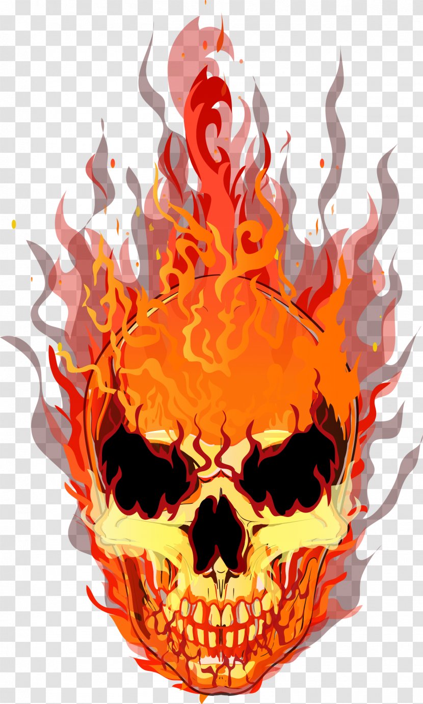 Skull T-shirt Fire Flame - Bone - Vector Transparent PNG