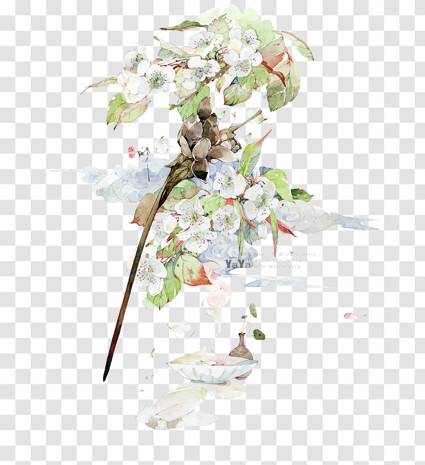 Watercolor Painting Drawing Chinese Art - Floristry - Antiquity Beautiful Illustration Transparent PNG