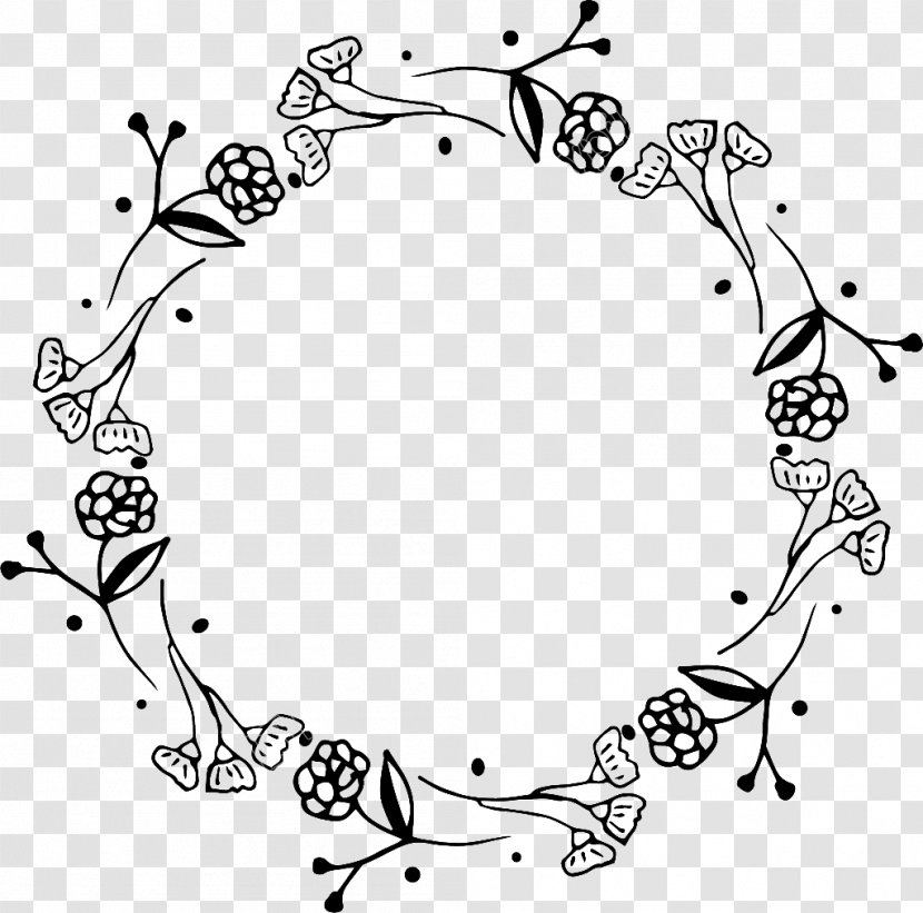 Wreath Black And White Flower Transparent PNG