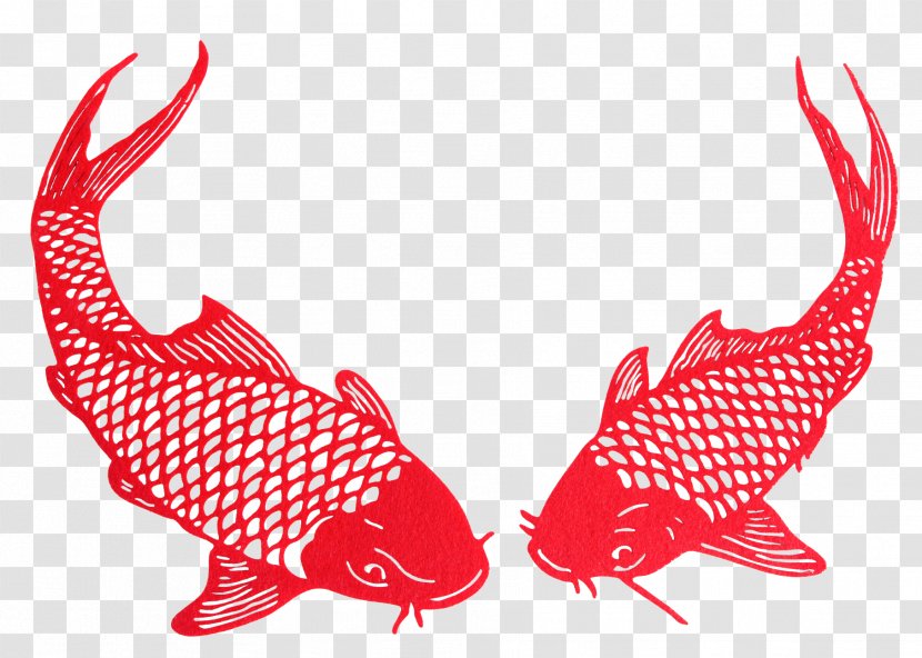 Common Carp Papercutting Red Illustration - Fish - Pisces Play Paper Cutting Transparent PNG