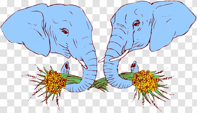 African Elephant Indian Drawing - Flower Transparent PNG