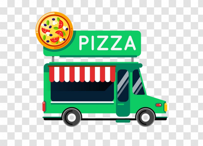 Fast Food Car Street Truck - Cartoon Painted Green Pizza Transparent PNG