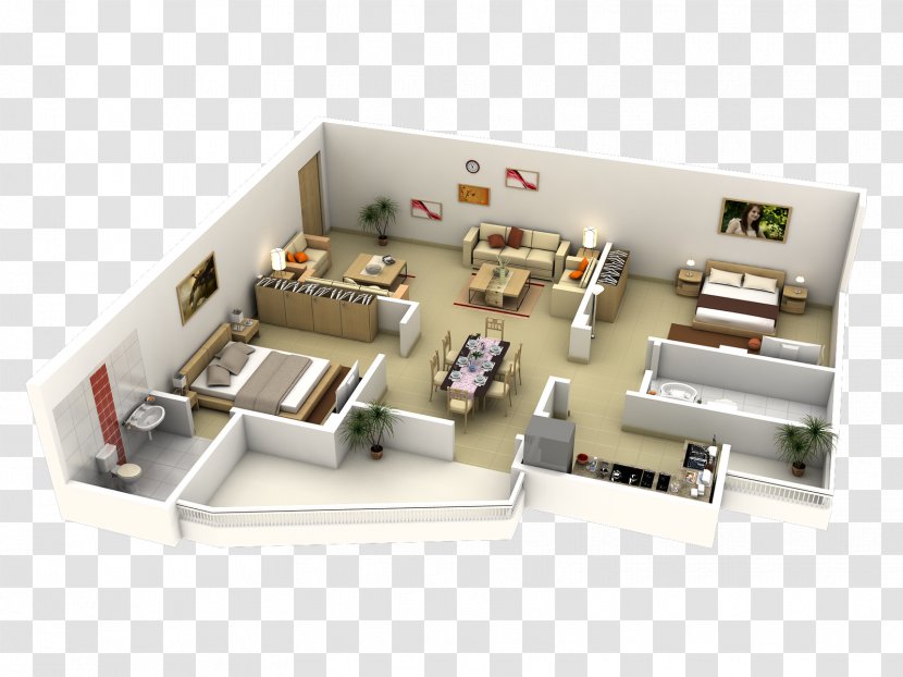 Bedroom Apartment House Plan - Bathroom Interior Transparent PNG