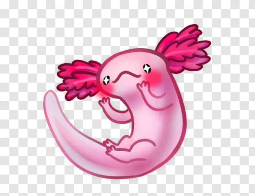 Axolotl Cartoon Pink M Football Cuteness - Magenta - Outline Transparent PNG