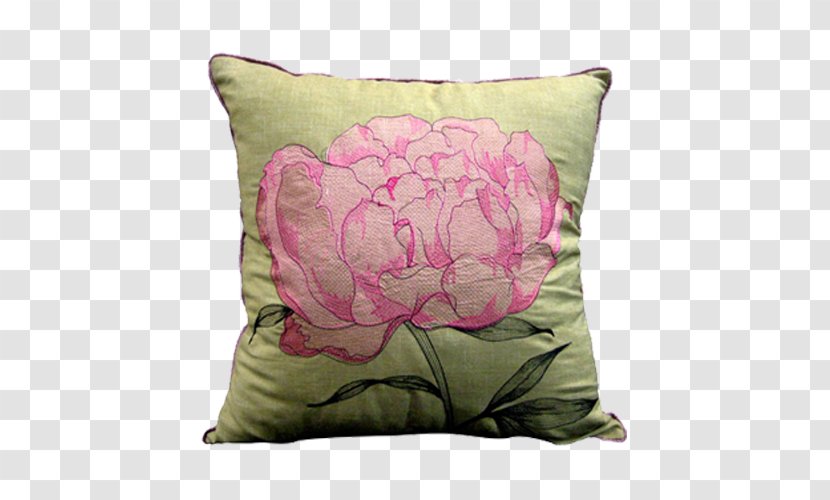 Moutan Peony Pillow - Cushion - Red Transparent PNG