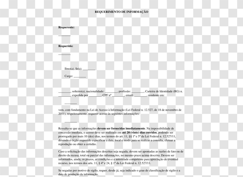 Document Requerimento Information Law Petition - Diagram - Policia Transparent PNG