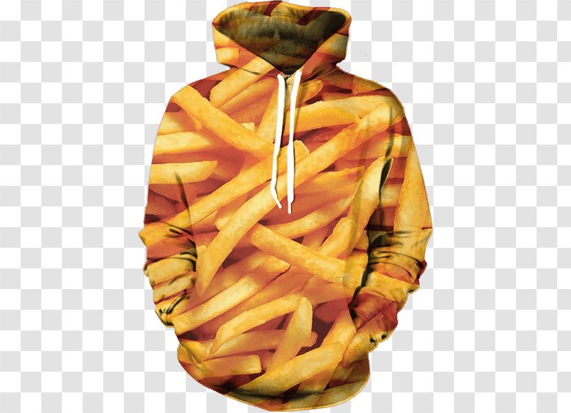 French Fries Hoodie Fried Chicken Fast Food Junk - All Over Print Transparent PNG