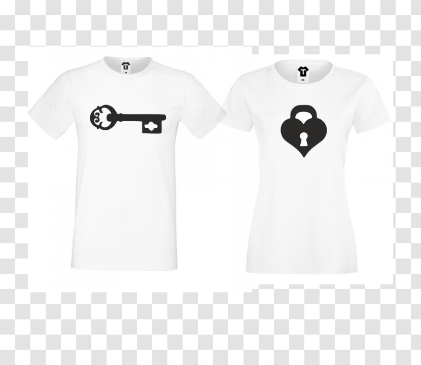T-shirt White Cotton Collar - Shirt - Heart Key Transparent PNG