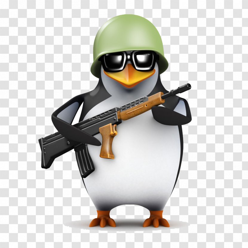 Penguin 3D Computer Graphics Rendering Stock Illustration - Watercolor - Take The Of Machine Gun Transparent PNG