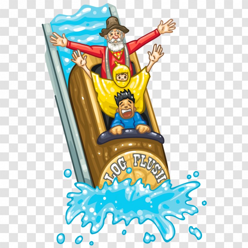 Log Flume Cartoon Amusement Park Clip Art - Drop Water Transparent PNG