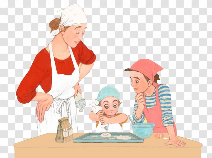 Child Parent Illustration - Father - Children And Parents Do Cookies Transparent PNG