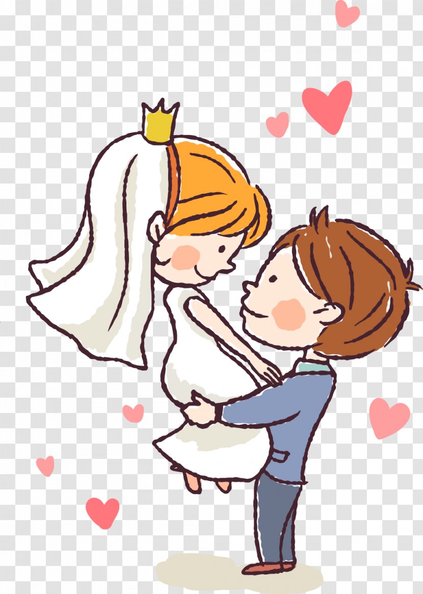 Bridegroom Wedding - Heart - Cartoon Bride And Groom Transparent PNG
