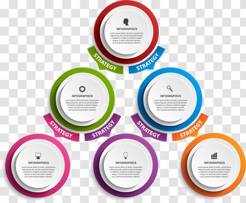 Infographic Organizational Chart Illustration - Template - Vector Flat Circle Button Transparent PNG