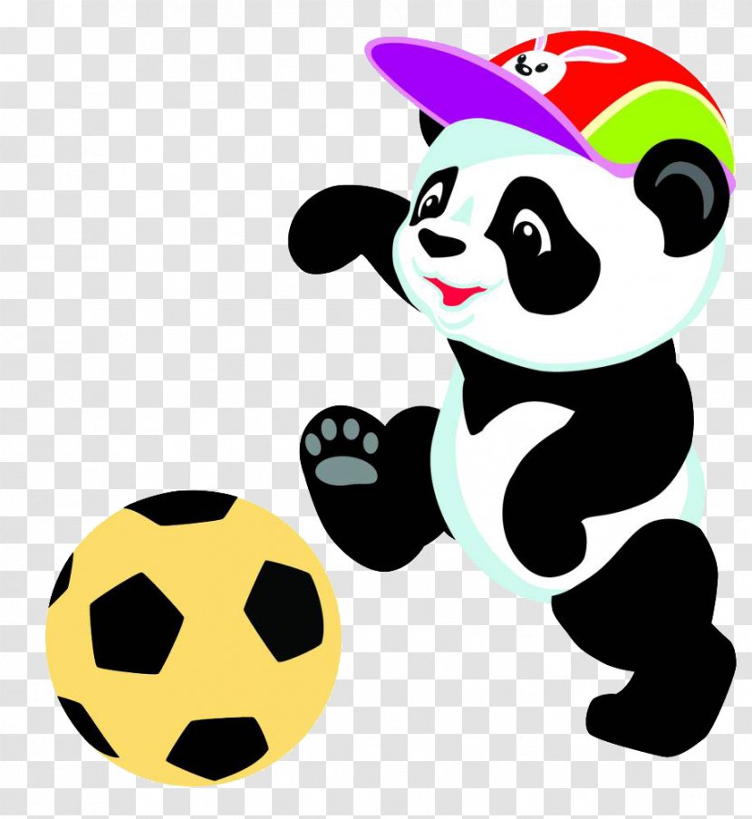 Giant Panda Cartoon Drawing Clip Art - Sports Equipment - The Who Plays Football Transparent PNG
