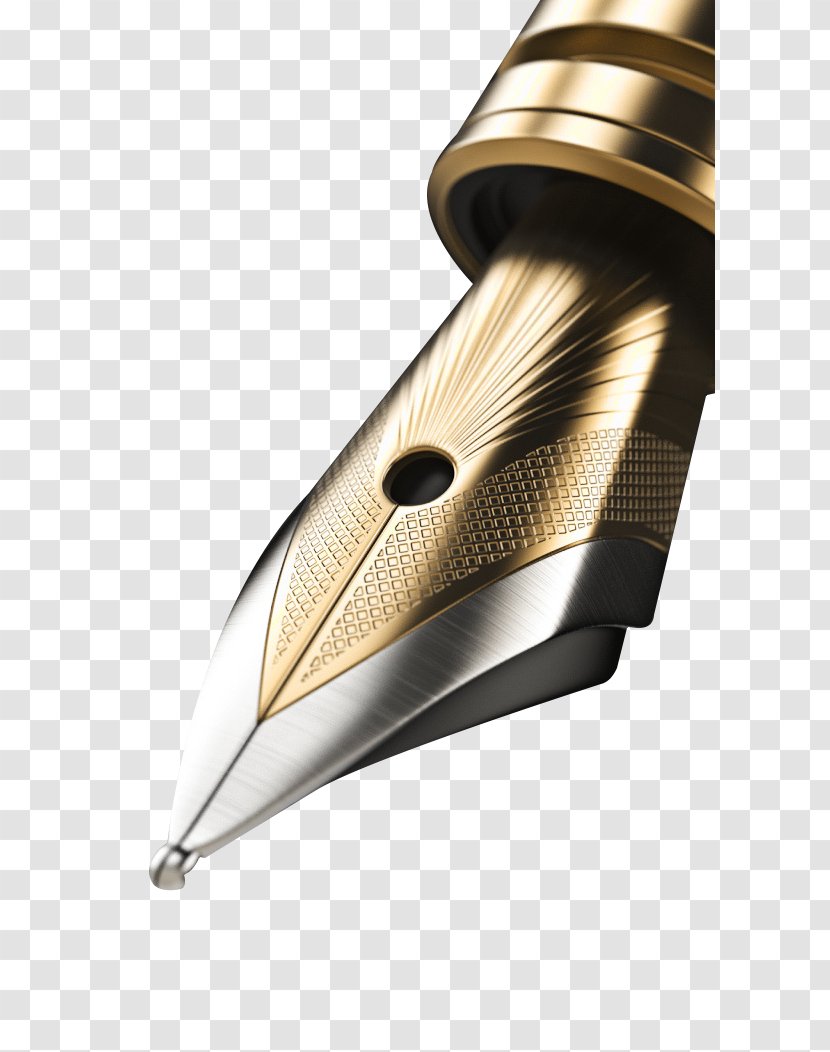 Paper Fountain Pen Nib Stationery - Ink Brush - Golden Transparent PNG